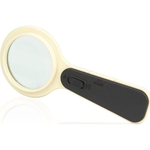 Magnification 5x Lighting Handheld Elderly Newspaper Reading Helping Magnifier Magnifying Glass with Led Light Illuminated Loupe