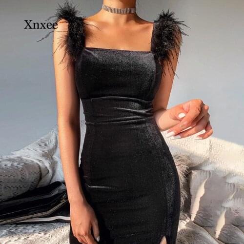 Sweet Square Collar Splicing Split Midi Pencil Dress Women Sexy Sleeveless Party Evening Vintage Slim Dresses Female Clothing