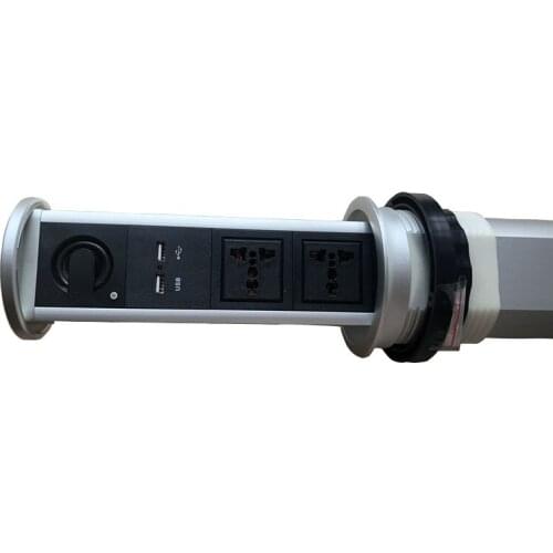 Multi-function Smart Pneumatic air spring Desktop Pop up Power outlet Socket (2 Power Outlets+2 USB ports + 1 Bluetooth Speaker)