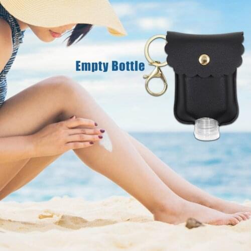 60ml Travel Outdoor Sports Refillable Container Empty Bottle with Leather Holder Spray Bottle Pot Cream Box Makeup