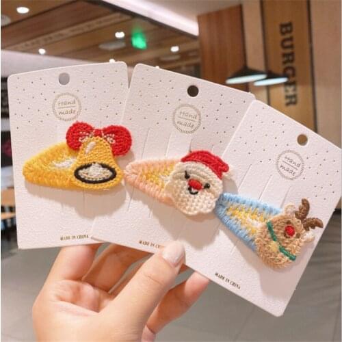 New Christmas headdress, childrens woven hairpin, girl knitting, cartoon Christmas tree side clip, hairpin, hair accessories