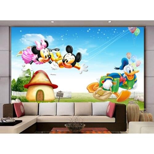 Custom papel DE parede infantil,the mouse and old duck murals for childrens room boys and girls bedroom wall fabric wallpaper