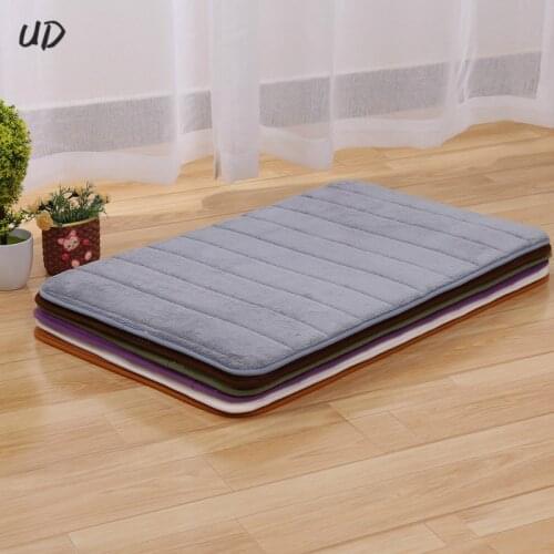 Solid Striped Bathroom Accessories Coral Velvet Fabric Memory Foam Bath Mats Bathroom Horizontal Stripes Rug Non-slip Bath Mats