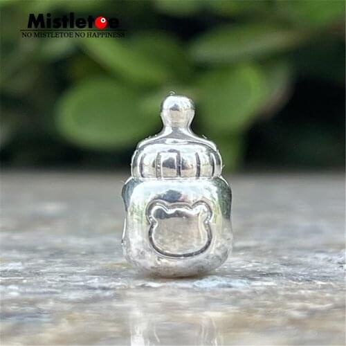 Mistletoe 925 Sterling Silver Cute baby bottle Clip Charm Jewelry