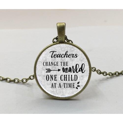 Gift for Teacher,Daycare provider,Teacher charm necklace,Teacher Appreciation Gift,TEACHERS CHANGE the World One child at a time