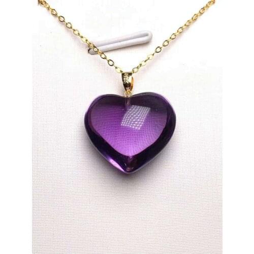 Natural Purple Amethyst Quartz Brazil Crystal Faceted Heart Love Pendant Fashion 18x9mm Healing Stone Necklace AAAAAA