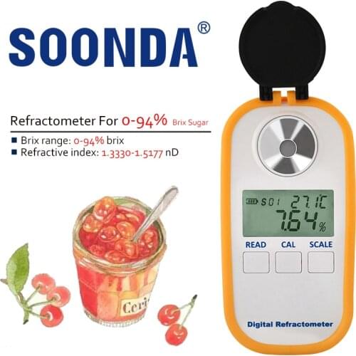 0-94% Brix Concentration 2-in-1 Auto Sugar Refractometer Pear Paste Pipa Fruit Cream Syrup Massecuite Sugar Concent Hydrometer