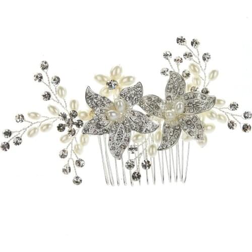 Luxury Vintage Bride Hair Accessories 100% Handmade Pearl Wedding Hair Jewelry Party Pom Bridal Starry Hair Combs Pearl Tiara