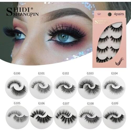 SHIDISHANGPIN 4 Pairs Mink Eyelashes 3D Mink Lashes Fake Eyelashes Natural 3d False Lashes cilios faux mink lashes faux cils