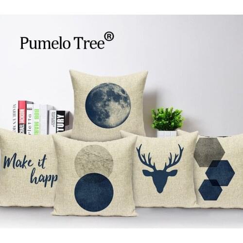 Nordic blue pillow covers pillow cover geometric decorative Lovely throw pillows linen cushions for sofa Custom cover cushion