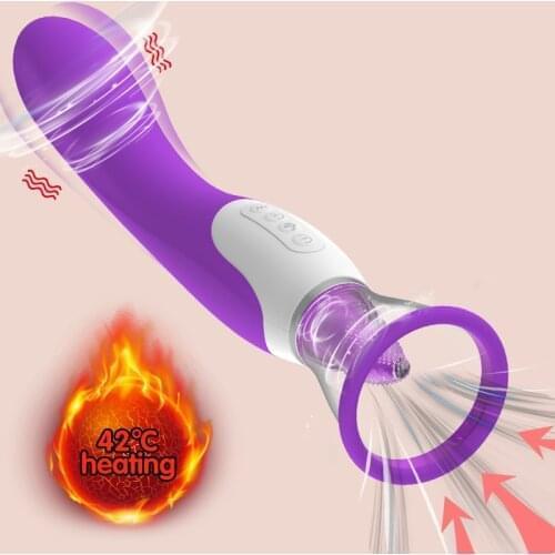 Nipple Sucking Vibrator 10Speed Heating Dildo Vibrator clitor Sucker Licking Clit G-sport Orgasm Sex Toys For Women succionador