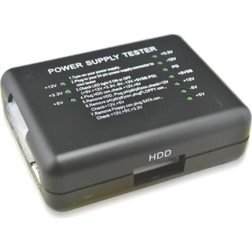 PC Computer ATX SATA HDD Power Supply Tester Check 20/24 Pin HDD SATA Diagnostic Tool testing ATX-connector