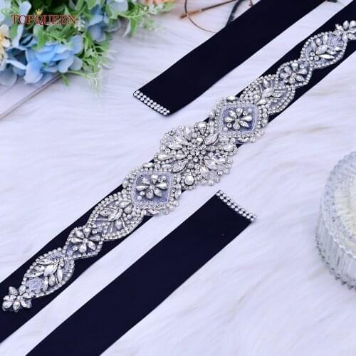 TOPQUEEN S433 Crystal Bridal Belt White Rhinestone Belt Female Woman Decorative Belt for the Dress Wedding Evening Dress Belts