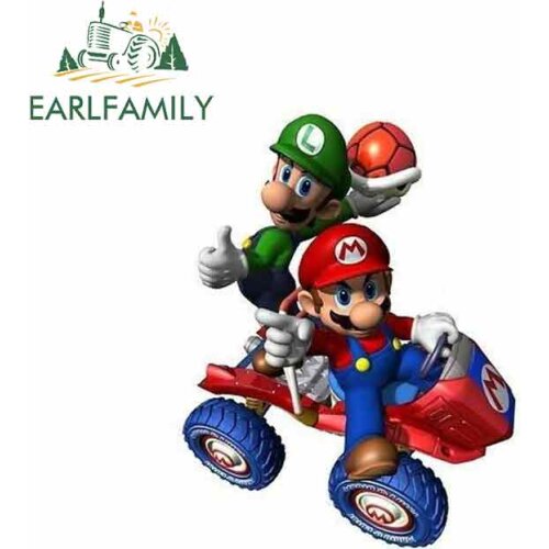 EARLFAMILY 13cm x 9.9cm For Enfanf Mario Funny Car Stickers Fashion Decal Vinyl Material Waterproof Sunscreen Scratch-Proof