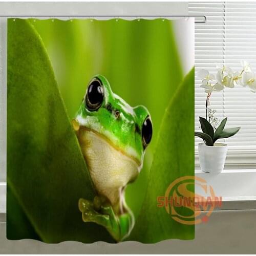 Shower Curtain Personalized Custom green frog Bath curtain Waterproof polyester curtain for family gift