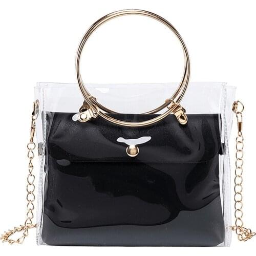 Women Shoulders Bag Fashion Lady Jelly Package Crossbody Bag Transparent Purse Mobile Phone Chains Messenger Bag #25