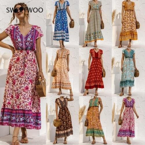 2021 Spring and Summer Short-Sleeved Button Lace Positioning Flower Stitching Casual Loose Dress Long Skirt 9 Colors 5 Yards