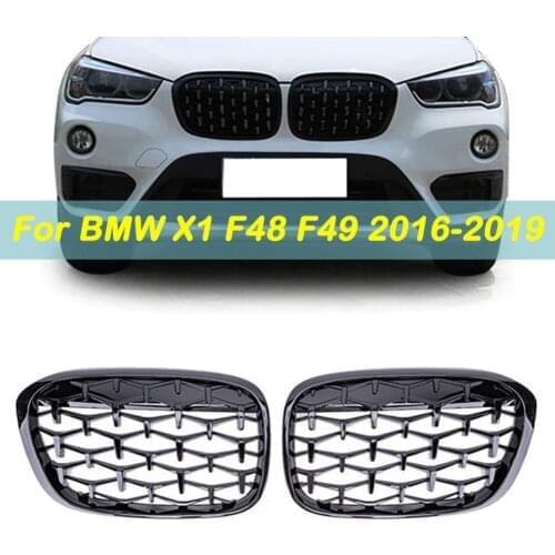 1Pair Car Diamond Front Kidney Grille Racing Grill For BMW X1 F48 F49 2016 2017 2018 2019 Meteor Style Grills Car Styling Parts