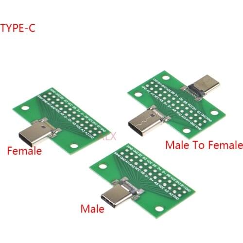 1PCS Type-C Male to Female USB 3.1 Test PCB Board Adapter Type C 24P 2.54mm Connector Socket For Data Line Wire Cable Transfer