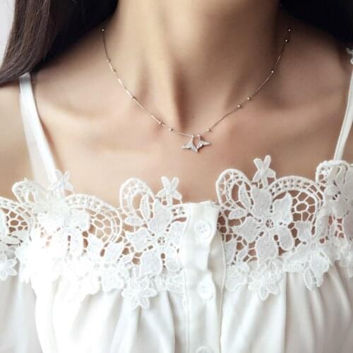 100% 925 Sterling Silver Necklace Korean Trendy Gold Silver Ocean Tail Pendants & Necklaces For Women Fine Jewelry