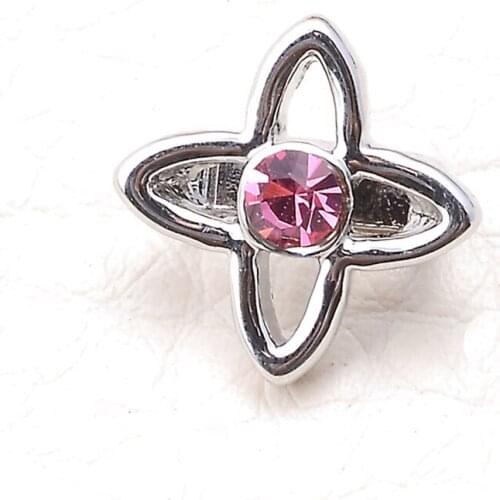 12pcs New silver plated europea vintage crystal clover flower beads charms fit bracelets bangles DIY jewelry woman hot selling