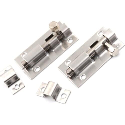 2 Inch Length Stainless Steel Door Latch Sliding Lock Barrel Bolt Silver 2pcs