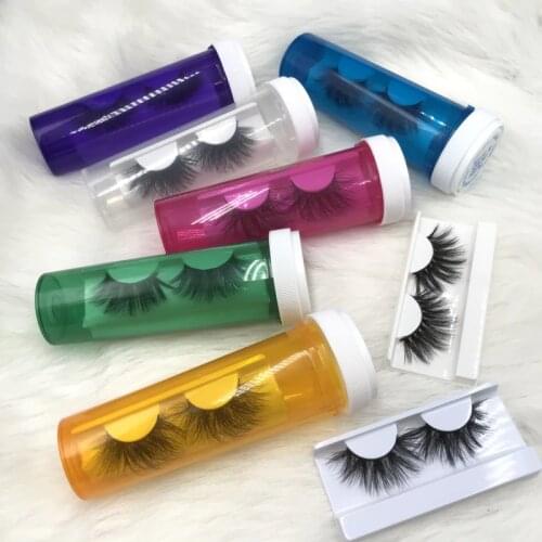 25mm 3D Mink Eyelashes with Pill Bottle Cases Hot Sale Popular Styles 100% Handmade Eyelashes Fluffy