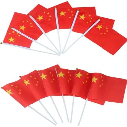 5PC 14*12cm Hand Flag China Banner 5 Star Chinese Red Flag Office/Activity/parade/Christmas Festival/Home Party Decor Supplies