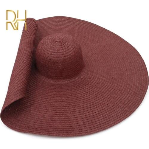 70CM Oversize Foldable Big Beach Hat 25CM Large Brim Fields Edge Sunshade Outdoor Multi Colors Paper Straw Hats