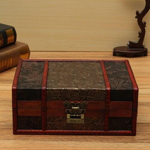 Large Decorative Trinket Jewelry Lock Handmade Vintage Wooden Storage Gift Box