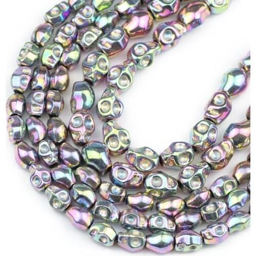 Skull Head Hematite Natural Stone Light Purple Spacer Loose Beads For Jewelry Making Diy 4x6/6x8/8x10MM Bracelet Accessories