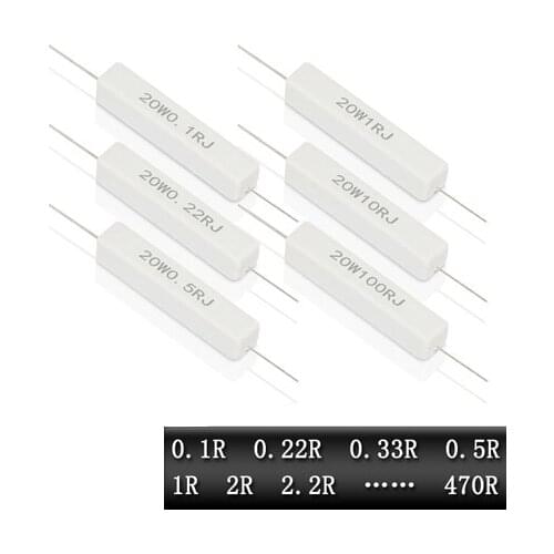10pcs 5W Cement resistance 0.1 ~ 10k ohm 5% 0.22 0.33 0.5 1 10 100 1K 10K ohm 0.1R 0.22R 0.33R 0.5R 1R 10R 100R