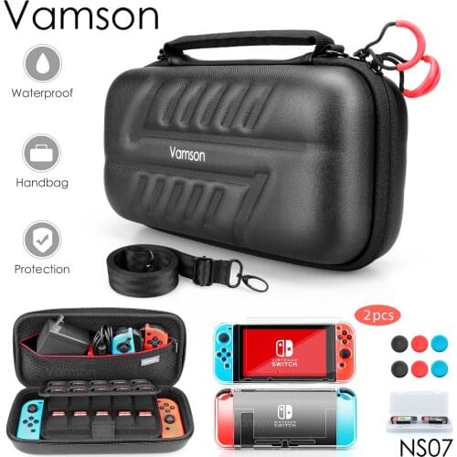 Vamson for Swich Case Waterproof Travel Bag Screen Protective Cover Charging Cable for Nintendo Switch Accessories Game Set NS07