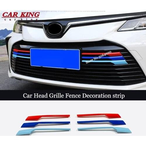 ABS Car Head Grille Fence Decoration strip Cover Trim Sticker Car styling For Toyota Corolla Sedan 2019 2020 Accessories 6pcs