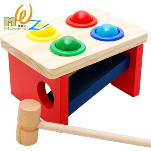 Wooden creative educational toys baby early education wooden quality knocking table color matching toy gift M17