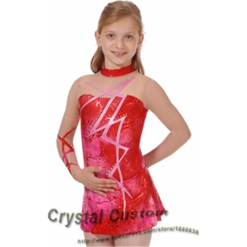 Crystal Custom Child Gymnastics Competition Dress Beautiful New Brand Vogue Figure Skating Dresses For Competition G2826