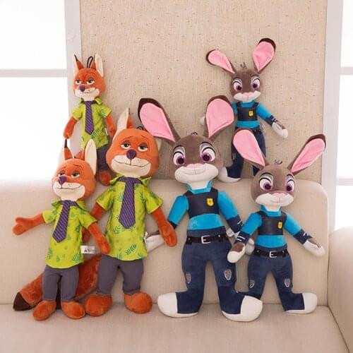 Disney Zootopia Movies Kawaii Nick Wilde Judy Hopps Stuff Plush Stuffed Animals Cute Hot Toy Doll Model Childrens Birthday Gift