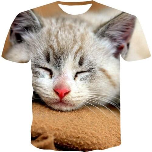 3d Printing Cute Cat Series Short -Sleeved T -Shirt Factory Direct Sales 2020 New Hot Sale Summer Top