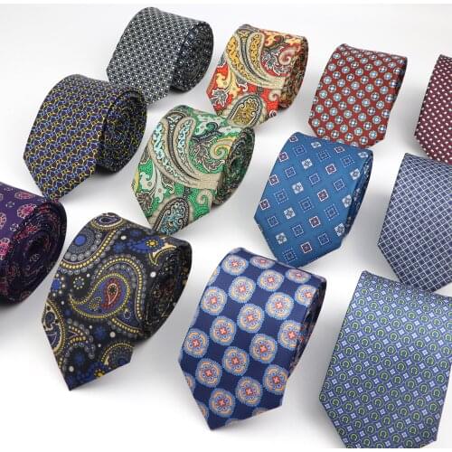 Super Soft Imitation Silk Polyester Necktie New Mens Business Meeting Gravatas Formal 7cm Slim Fashion Paisley Printing Tie