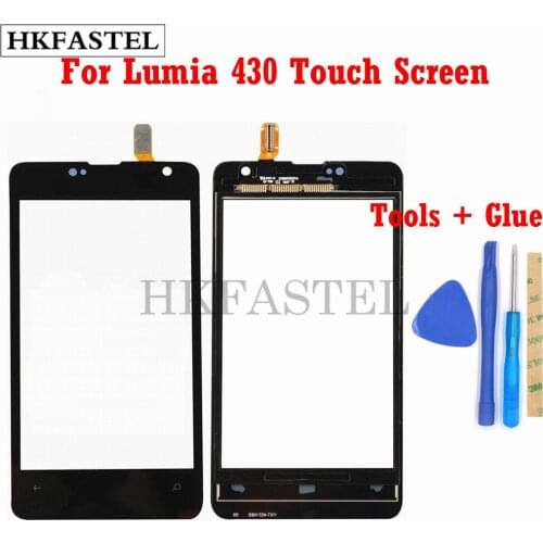 HKFASTEL High Quality Touch For Nokia Microsoft Lumia 430 Dual SIM Touch Screen Digitizer Sensor Front Glass Lens panel + tools