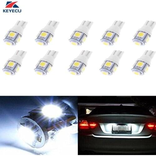 KEYECU Pack of 10 White 5050 5SMD T10 W5W 192 168 Car Automotive Interior Dome Parking Side Turn Signal Dashboard License Number