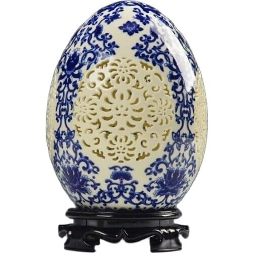 Chinese Blue and White porcelain Egg shape Openwork carving art