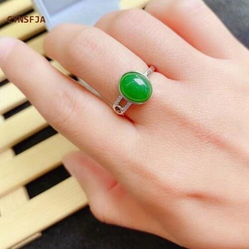 CYNSFJA New Real Rare Certified Natural Hetian Jasper Nephrite 925 Silver Luck Amulets Green Jade Ring High Quality Elegant Gift
