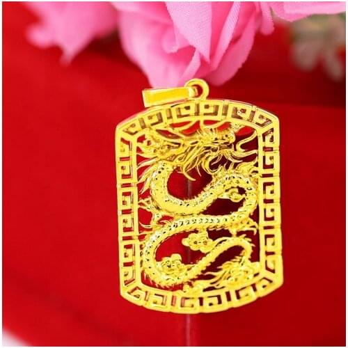 Beautiful Shajin mens hollow Longfang hangtag gold plated imitation jewelry Color retention Pendant