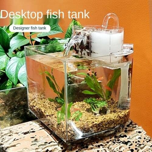 Fish tank Creative Silent filter No need to change water Aquarium tank creative fish tank water fountain fish tank Desktop