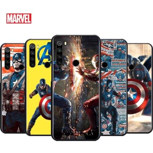 Marvel Captain America For Xiaomi Redmi Note 4 4X 5 5A 6 7 8 8T 7S 9S 9T 10 10S 5G Pro Prime Max Balck Soft Phone Case