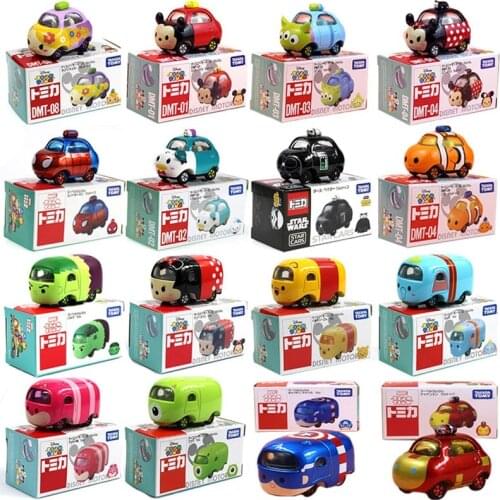 Disney Cute 5-6cm Alloy Car Model Mickey Minnie Marvel Series Cartoon Trolley Childrens Toy Christmas Gift