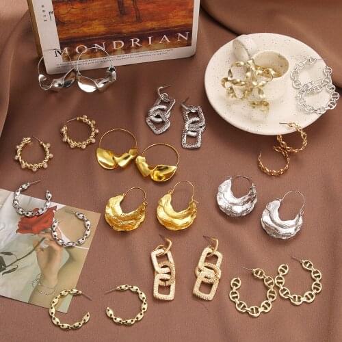 FNIO Fashion Irregular Long Tassel Thick Chain Earrings For Women Statement Geometric Chain Metal Dangle Drop Earring Jewelry