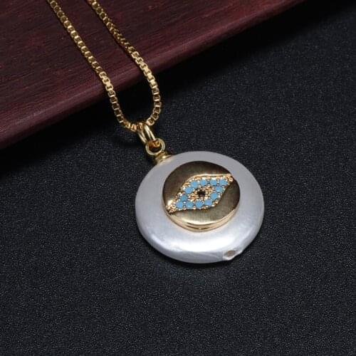 Coin pearl bead with multiple cz paved evil eye protection charm pendant choker necklace for women dainty daily jewelry gift