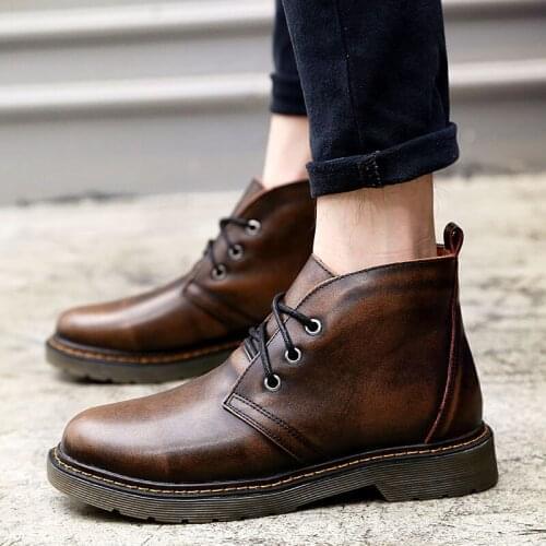 Hot 2020 Fashion Men Shoes Spring Autumn Ankle Boots Men Comfortable Vintage Shoes Men Casual Male Leather Boots Outdoor Tooling